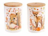 Cumpara ieftin Set 2 borcane ceramica alba bambus natur 10x15.5 cm