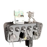 Cumpara ieftin Organizator de perete cu raft si 5 carlige, 20,3 x 10,3 x 4,6 cm, montare autoadeziva, pentru chei, bijuterii si accesorii, aspect fumuriu transparent