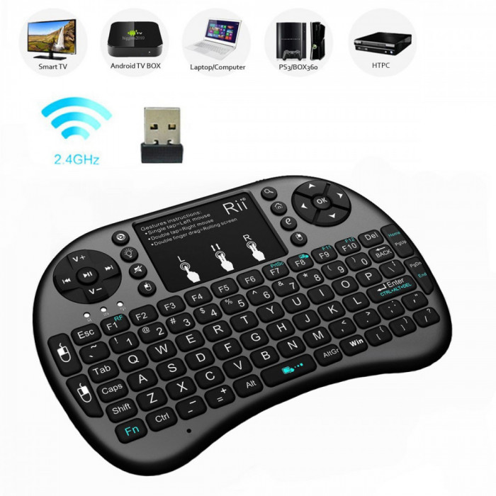 Mini tastatura Wireless Smart TV, PC, Tableta, PS3, Touchpad compatibila Android, Rii i8+