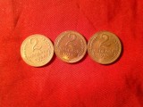 3 Monede URSS 2 kopeici : 1940 ,1956 , 1957 alama , cal. f.buna, Europa