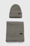 Barbour set căciulă și fular Crimdon Beanie &amp; Scarf Gift Set culoarea gri MGS0019