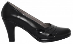 Pantofi dama din piele cu toc Ninna Art 163 negru foto