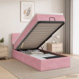 Cumpara ieftin Pat ottoman cu saltea cu headboard Roz 100 x 200 cm Catifea