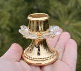 SFESNIC DIN METAL AURIU PENTRU O LUMANARE, DECORAT CU CRISTALE