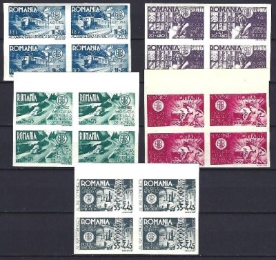 Romania 1945 - Lp 181a - A.G.I.R - bloc de 4 / nedantelate &amp;ndash; MNH foto