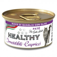 Pate Pisica, Healthy Irresistibili, cu prepelita si masline, 85g foto