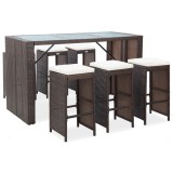 Set mobilier bar de gradina cu perne, 7 piese, maro, poliratan GartenMobel Dekor, vidaXL