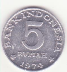 Indonezia 5 rupiah (FAO) 1974 - XF-aUNC.