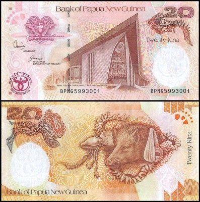 PAPUA NOUA GUINEE █ bancnota █ 20 Kina █ 2008 █ P-36 █ COMEMORATIV █ UNC foto