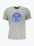 Cumpara ieftin Tricou barbati cu imprimeu cu logo si decolteu la baza gatului gri, S