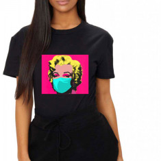 Tricou dama negru - Marilyn Monroe in Pandemie - M