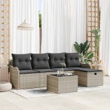 VidaXL Set de canapele pentru grădină 6 pcs Gri deschis Rattan poli