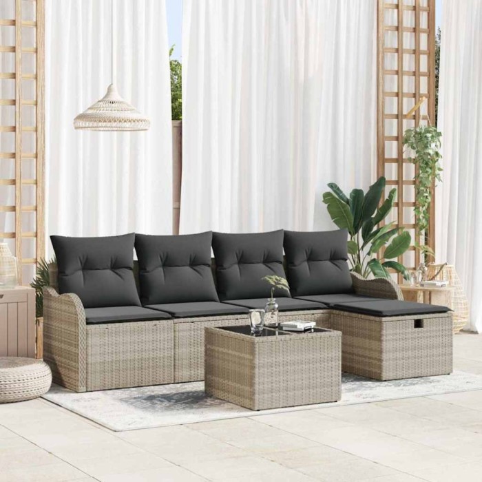 vidaXL Set de canapele pentru grădină 6 pcs Gri deschis Rattan poli 3360303