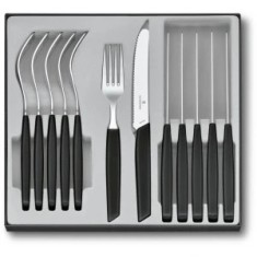 Set 6 Cutite Si 6 Furculite Victorinox, Swiss Modern Table Set, Lama Zimtata 11cm, Negru foto