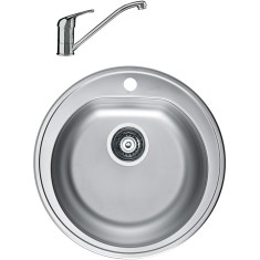 Pachet chiuveta bucatarie Alveus Form 30, 510x510 mm, adancime 185 mm, Inox satinat + Baterie GM 110