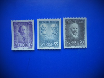 HOPCT TIMBRE SUEDIA MNH 1153 PREMIUL NOBEL 1910 -3 VAL 1970-NESTAMPILAT foto