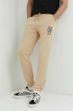 Hollister Co. pantaloni de trening barbati, culoarea bej, cu imprimeu, Hollister Co.