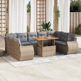 vidaXL Set canapele de grădină cu perne, 10 piese, bej, poliratan 3327307