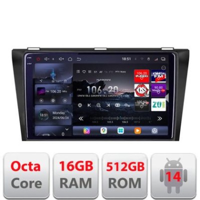 Navigatie Mazda 3 2004-2009 Edotec Kit-161 8 core QLED 2K 16+512 360 Android Waze USB Navigatie Internet Youtube Radio CarStore Technology foto