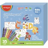 Set de colorat 26 cartoane tip carduri cu 8 creioane cerate si aracet