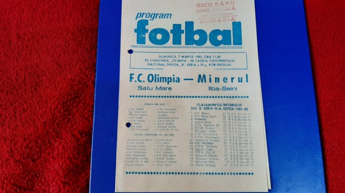 program Olimpia SM - Minerul Ilba Seini