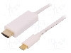 Cablu HDMI mufa, USB C mufa, USB 3.1, lungime 2m, {{Culoare izola&amp;#355;ie}}, QOLTEC - 50415