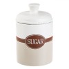 Borcan Ceramic, Model Sugar, Culori Alb Ecru Maro, Capacitate 1L, &Icirc;nălțime 18cm, Diametru 11.5cm, Capac Etanș cu Inel Silicon., Oem