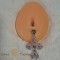 Piercing extra-mare argintiu de buric cu cruciulita si cristale roz - 7 cm, tija groasa