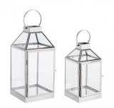Cumpara ieftin Set 2 felinare otel argntiu Conev 14x13x27 cm, 18x17x37 cm