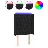 Cumpara ieftin Tablie de pat cu LED, negru, 83x16x118/128 cm, catifea