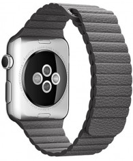 Curea iUni compatibila cu Apple Watch 1/2/3/4/5/6/7, 40mm, Leather Loop, Piele, Dark Gray foto