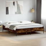 VidaXL Cadru de pat, stejar fumuriu 180x200 cm lemn prelucrat și metal