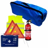 Set prim ajutor auto Cridem 6 piese cu stingator 1 kg si geanta bleumarin