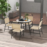 Outsunny Set de dining din 5 piese din ratan pentru terasa, Masa