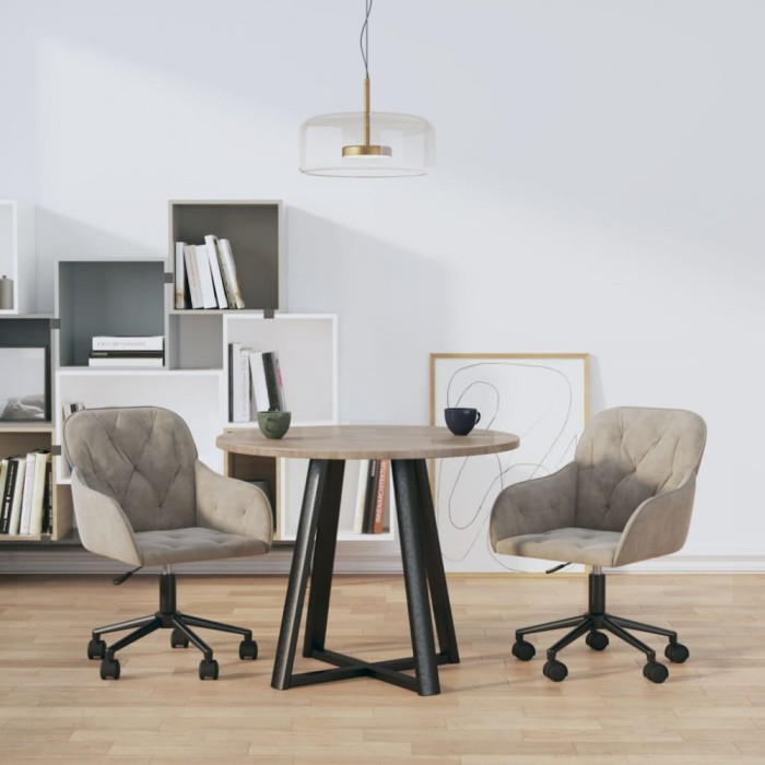 Gossi scaune rotative de bucatarie, 2 buc., gri deschis, catifea