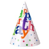 Set 6 Coifuri, Cyrax, Petrecere Copii, din Carton, 20 x 13.5 cm, Model 2 Happy Birthday, Multicolor