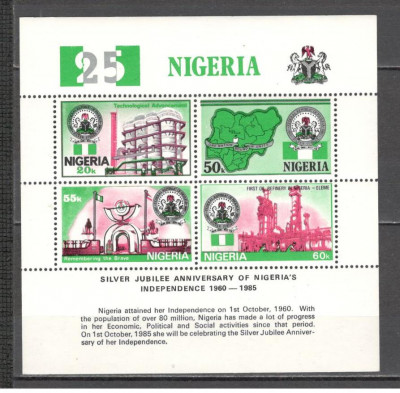 Nigeria.1985 25 ani Independenta-Bl. DX.77 foto