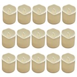Set 15 lumanari decorative LED ivoire 3.9 x 3.6 cm, lumina galbena efect flacara, 30 baterii LR1130 AG10 incluse, decor ambiental pentru casa, sarbato