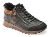 Ghete RIEKER negre, N1457, din piele ecologica