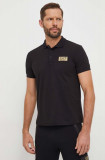 EA7 Emporio Armani polo de bumbac culoarea negru, neted