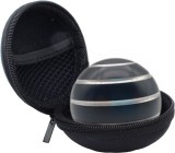 Jucarie de birou giroscop Premium, spinner, antistres, anxietate, ADHD, forma sferica, cu husa de depozitare, 54 mm, Aluminiu, Negru