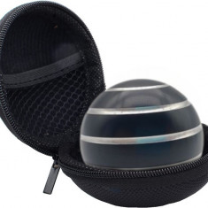 Jucarie de birou giroscop Premium, spinner, antistres, anxietate, ADHD, forma sferica, 54 mm, Aluminiu, Negru