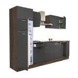 Bucatarie modulara Leziter Yorki 280 Stejar/Antracit Satinat cu Frigider Congelator