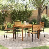 Cumpara ieftin Set de masa pentru gradina 5 buc. Negru Lemn Solid de Acacia