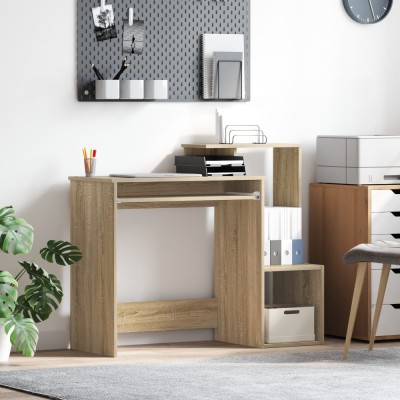 vidaXL Birou de Calculator Sonoma Oak Stejar Sonoma MDF cu furnir de stejar foto
