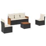 Cumpara ieftin Set mobilier de gradina cu perne, 6 piese, negru, poliratan