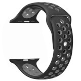Curea sport neagra cu orificii de ventilatie gri pentru Apple Watch 42/44/45 mm, marimea M/L, seriile 1,2,3,4,5,6,7,8