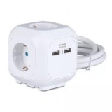PRELUNGITOR CUBIC 3X1.5MM 1.4M 4 CAI 16A + 2 USB 2.1A, V-TAC