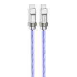 Cablu tipe-c la tipe-c pd100w, 1m hoco crystal, blue