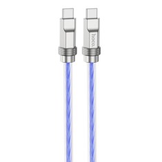 Cablu tipe-c la tipe-c pd100w, 1m hoco crystal, blue foto
